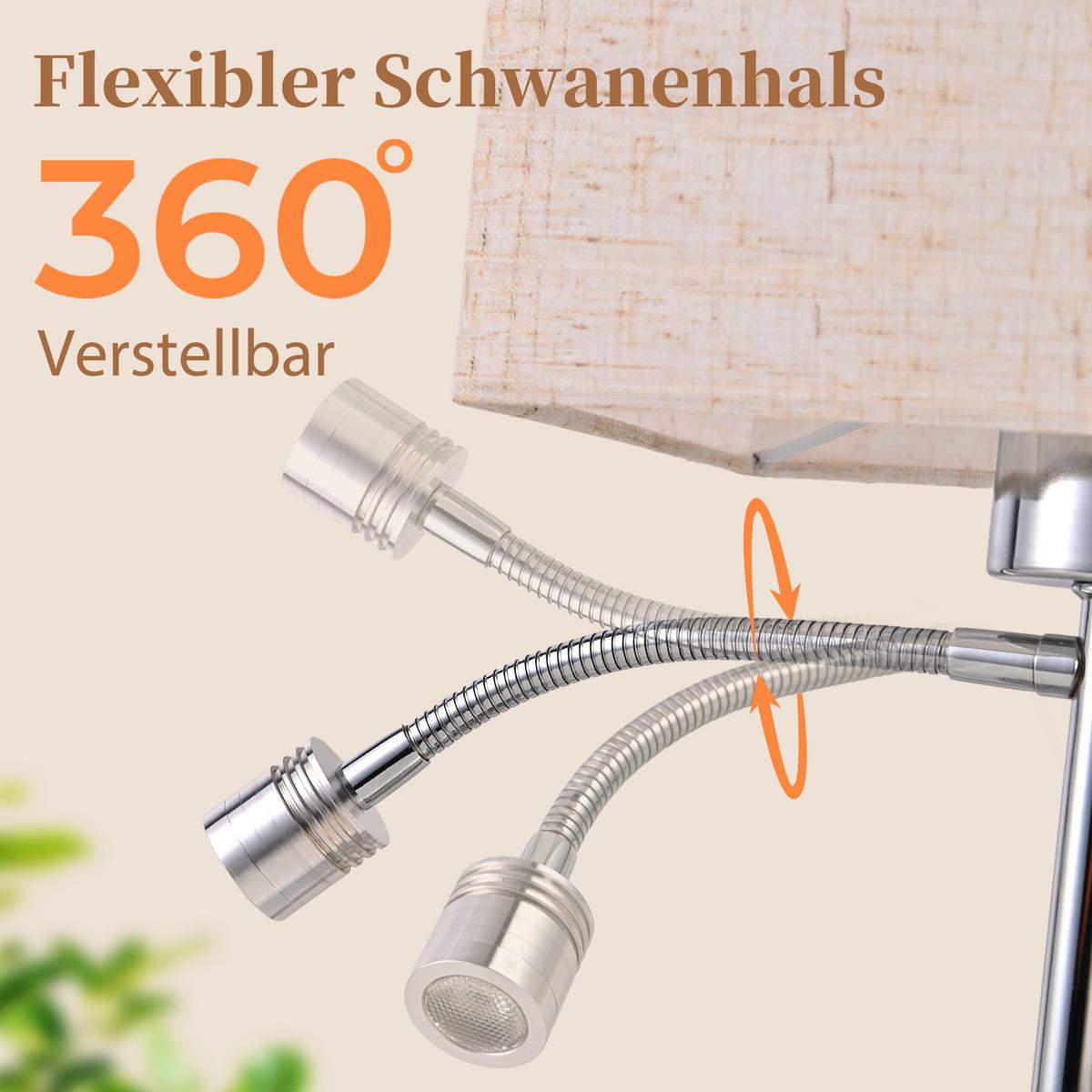 TISCHLAMPE Xylox 15/10/38 cm - Chromfarben/Braun, Textil/Metall (15/10/38cm) - ZMH