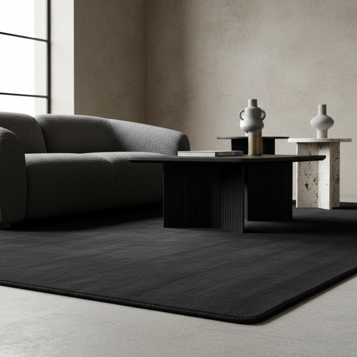 TEPPICH Kurzflor Waschbar LECH in Schwarz, einfarbig, 140 x 200 cm - Schwarz, Textil (200/140cm) - KADIMA DESIGN