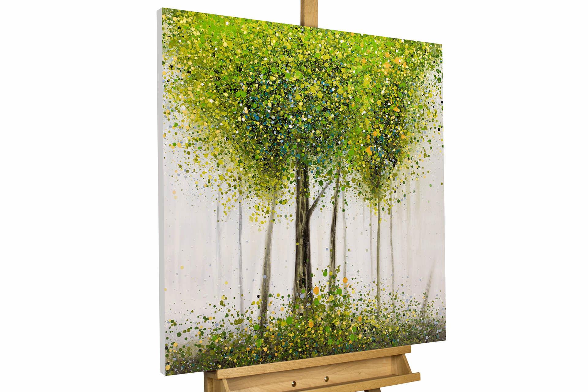 ÖLGEMÄLDE 80/80 cm - Weiß/Grün, Holz/Textil (80/80cm) - KUNSTLOFT