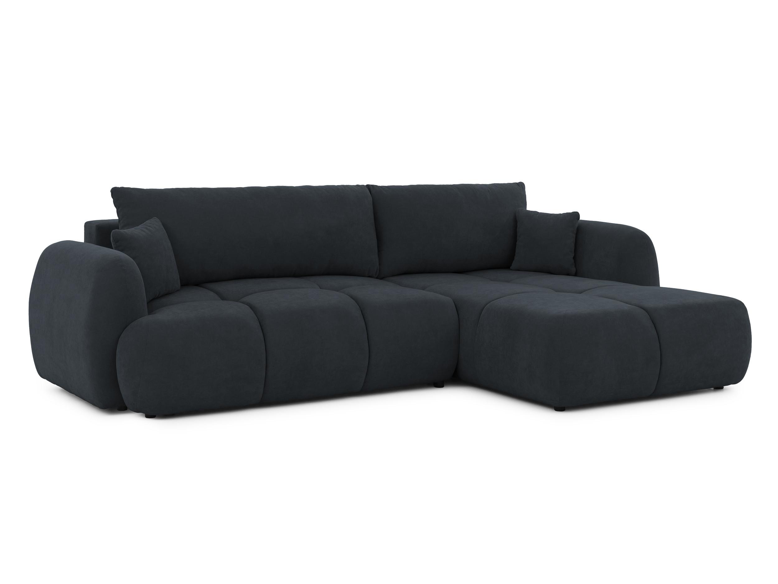 ECKSOFA Loretto aus natürlichem Schwarz Webstoff mit Schlaffunktion, Bettkasten und tiefen Steppungen in Bubble-Optik - Schwarz, Holz/Kunststoff (275/180cm) - S-Style