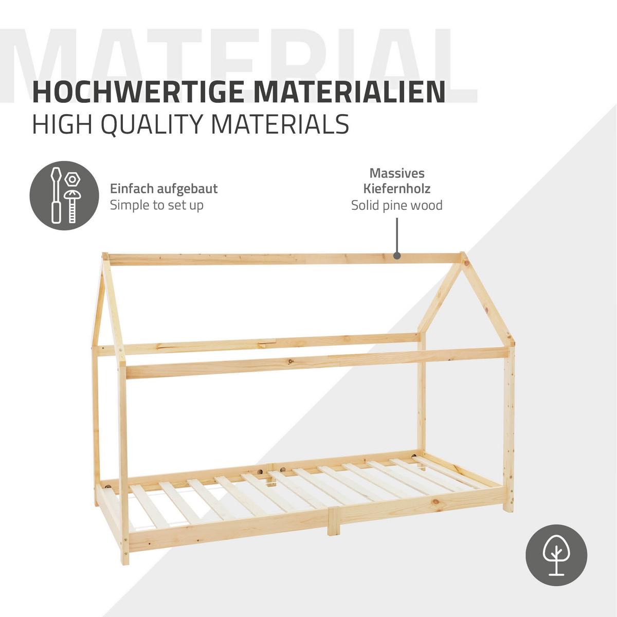 KINDERBETT mit Dach 90x200 cm Natur - Naturfarben, Holz (90/200cm) - ML-DESIGN