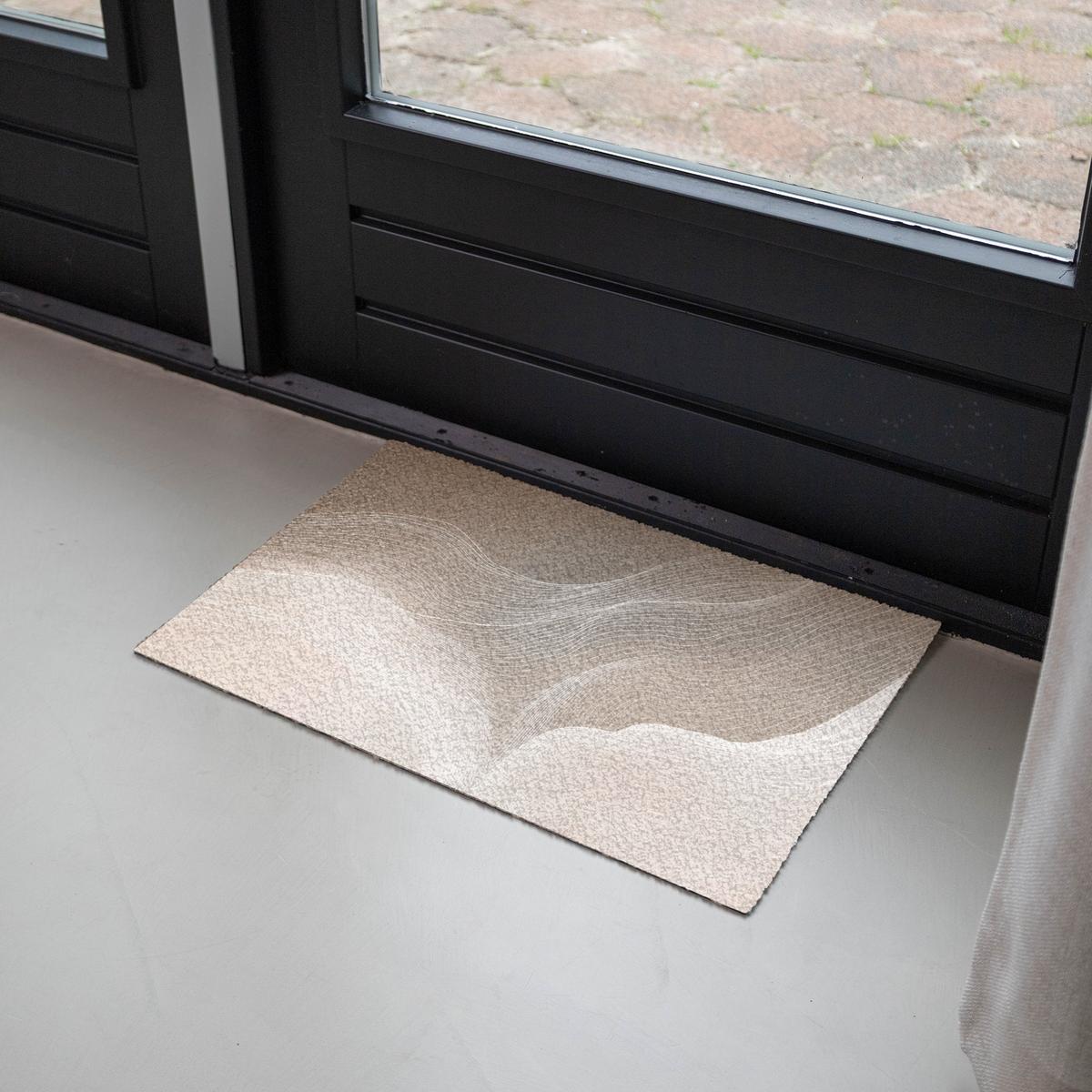 FUSSMATTE Wellenlinien - Luftströme - Harmonisch Schmutzfänger 60x40 cm - Beige, Kunststoff (60/0.4cm) - MuchoWow