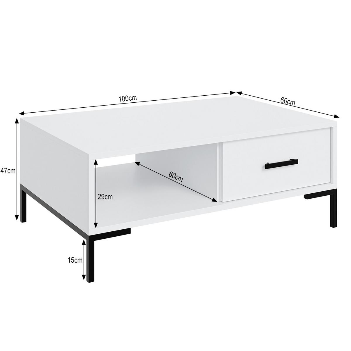 COUCHTISCH Selena mit Schublade und offenem Fach, Metallfüße, Selbstschließer, Kaschmir, 100x60 cm - Kaschmir/Schwarz, Holzwerkstoff/Metall (60/100/47cm) - Beautysofa