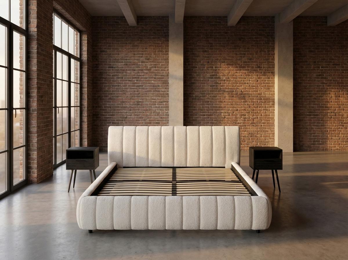 POLSTERBETT ALIOTTA Cremeweiß Bouclé - Creme, Textil (200/200cm) - KAWOLA