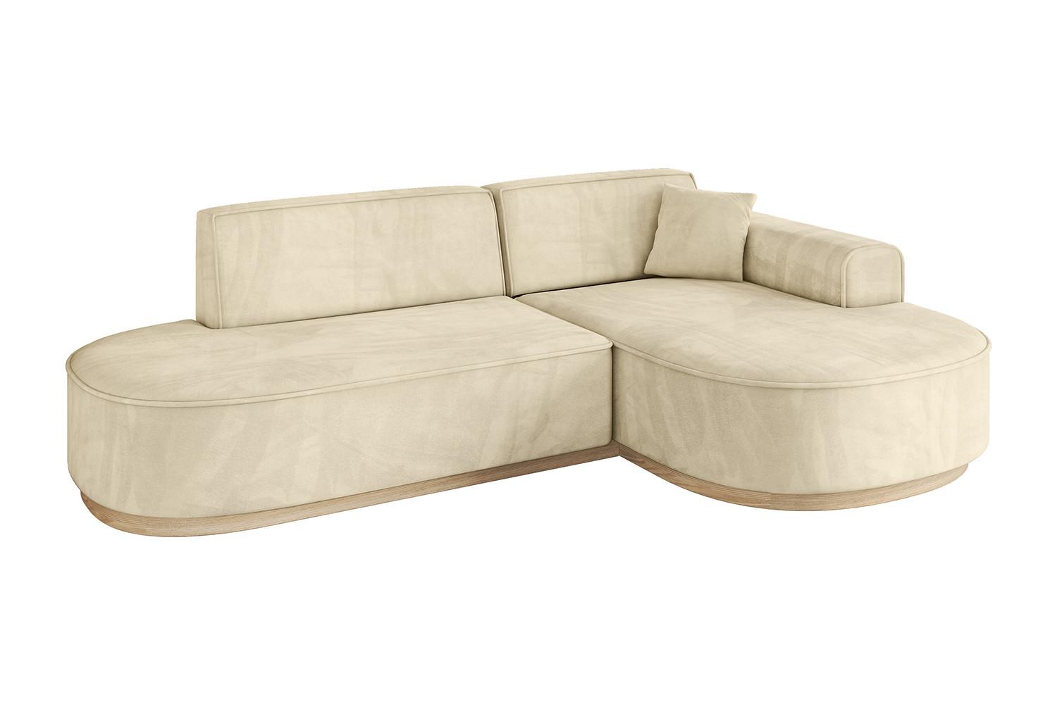 ECKSOFA Ottomane Rechts MARI-L1-v1 - 243x171x83 cm Beige Velours - Beige, Holzwerkstoff/Textil (171/243cm) - ALTDECOR