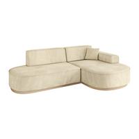 ECKSOFA Ottomane Rechts MARI-L1-v1 - 243x171x83 cm Beige Velours - Beige, Holzwerkstoff/Textil (171/243cm) - ALTDECOR