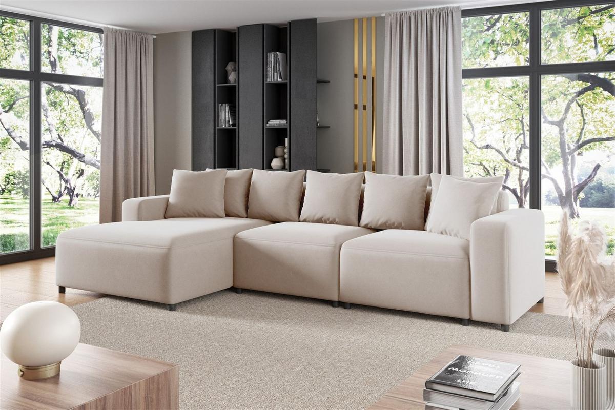 ECKSOFA Megan In Salvador - Beige, Holzwerkstoff/Textil (331/165cm) - Fun Möbel