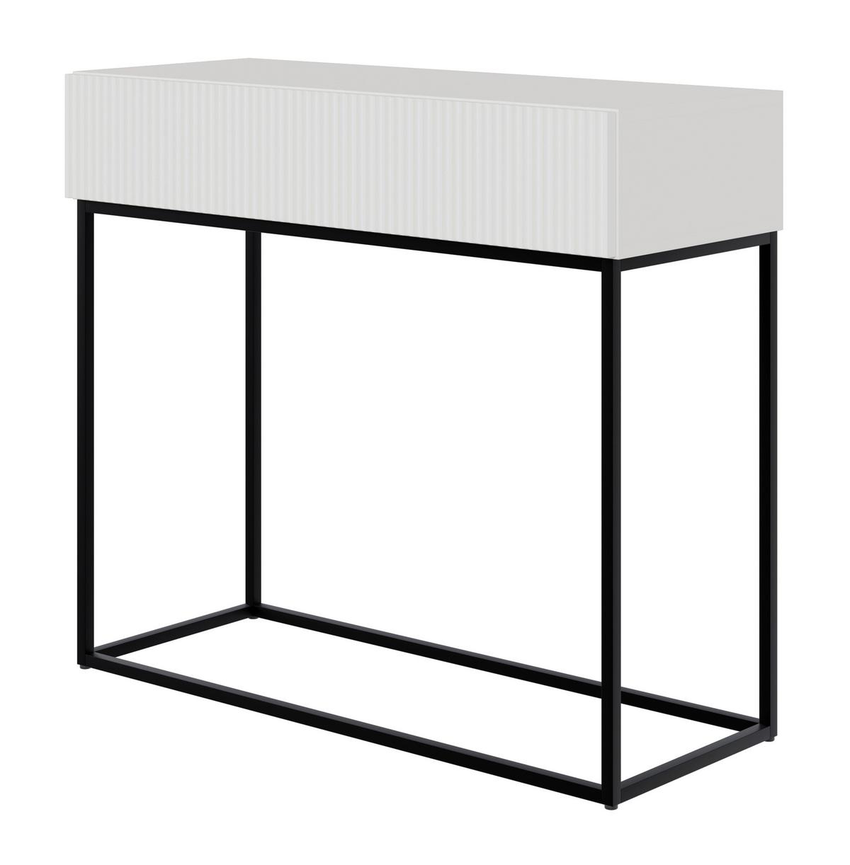 KONSOLENTISCH Veldio Weiß mit schwarzen Beinen 90 cm - Schwarz/Weiß, Holzwerkstoff/Metall (35.6/90/79cm) - Selsey