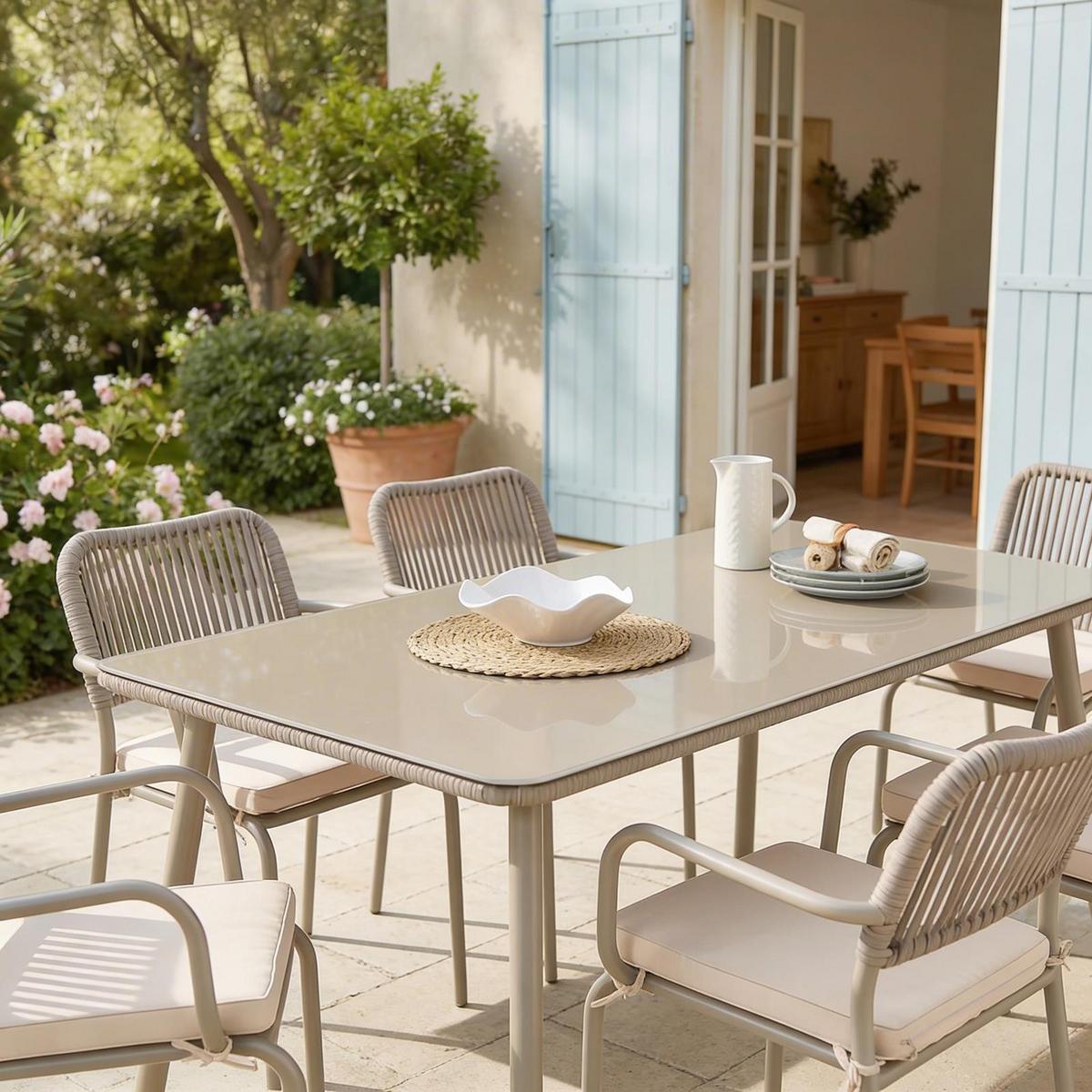 GARTENMÖBEL SET VOLONTE 7er Set braun, champagne - Braun, Glas/Metall - IDIMEX