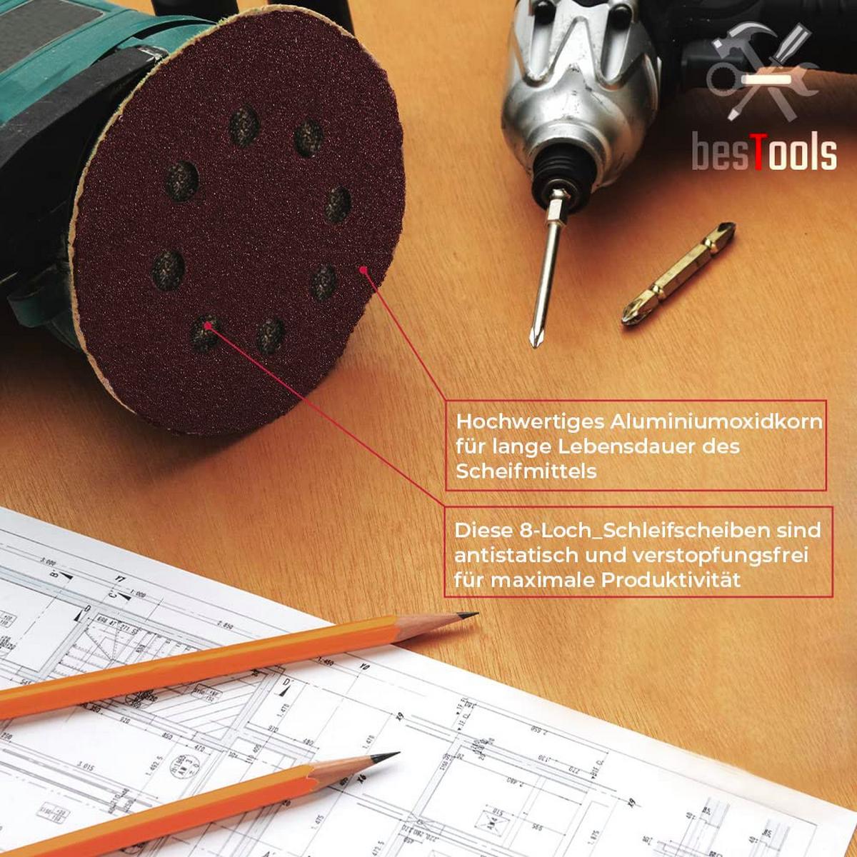 SCHLEIFPAPIER rund 126 Stück - Rostfarben, Kunststoff (125/125/12cm) - bestTools