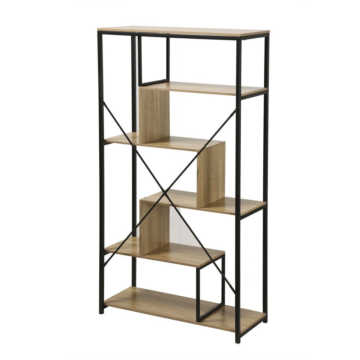 BÜCHERREGAL mit Regalen auf 6 Etagen H160 cm - Nussbaumfarben, Holzwerkstoff (34/160/38cm) - Calicosy