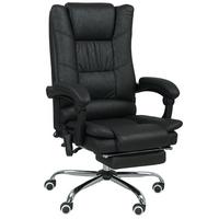 MASSAGE-BÜROSTUHL, Schreibtischstuhl mit Heizfunktion, Fußstütze, Schwarz - Schwarz, Kunststoff (70/118/64cm) - Vinsetto