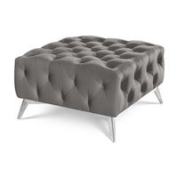HOCKER Chesterfield Whitby Grau Samt mit silbernen Füßen - Silberfarben/Grau, Holz/Textil (80/45/80cm) - S-Style Möbel