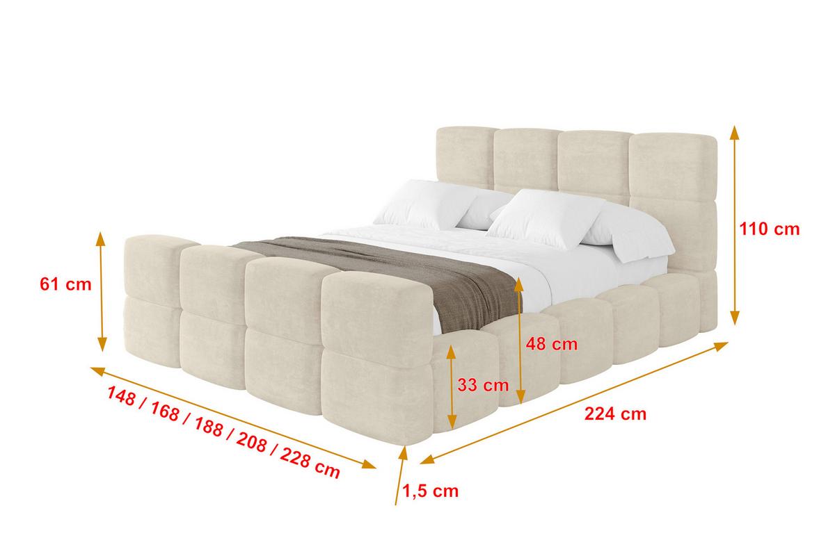 POLSTERBETT mit Bettkasten und Lattenrost, Bett mit Kopfteil, Boxbett ohne Matratze, Doppelbett mit Stauraum - NATA-Z 120x200 Beige - Cappuccino, Holzwerkstoff/Textil (120/200cm) - ALTDECOR