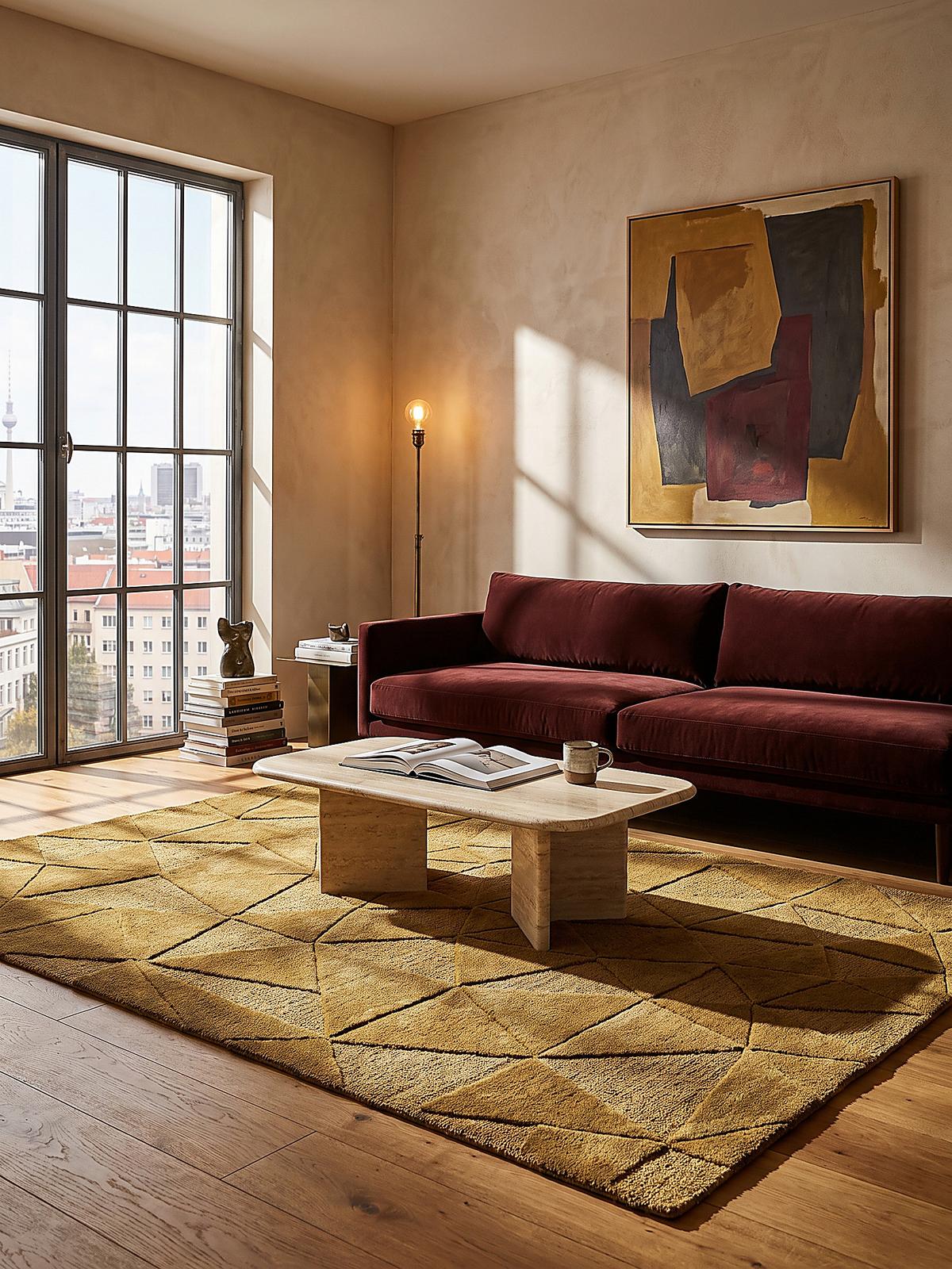 WOLLTEPPICH handgetuftet DEBEN, Splitterformen, Ocker, 200 x 290 cm - Gelb, Textil (200/290cm) - KADIMA DESIGN