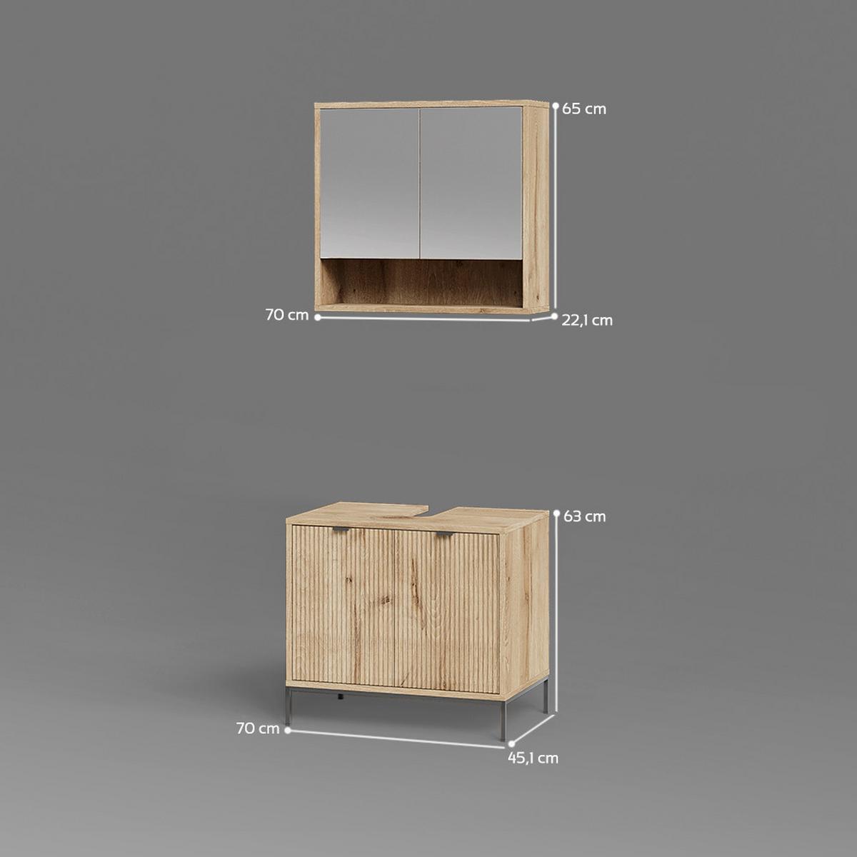 BADMÖBEL-SET ATERNO Viking Oak 2 Teile - Eichefarben, Holzwerkstoff (70/63/45cm) - Livinity®