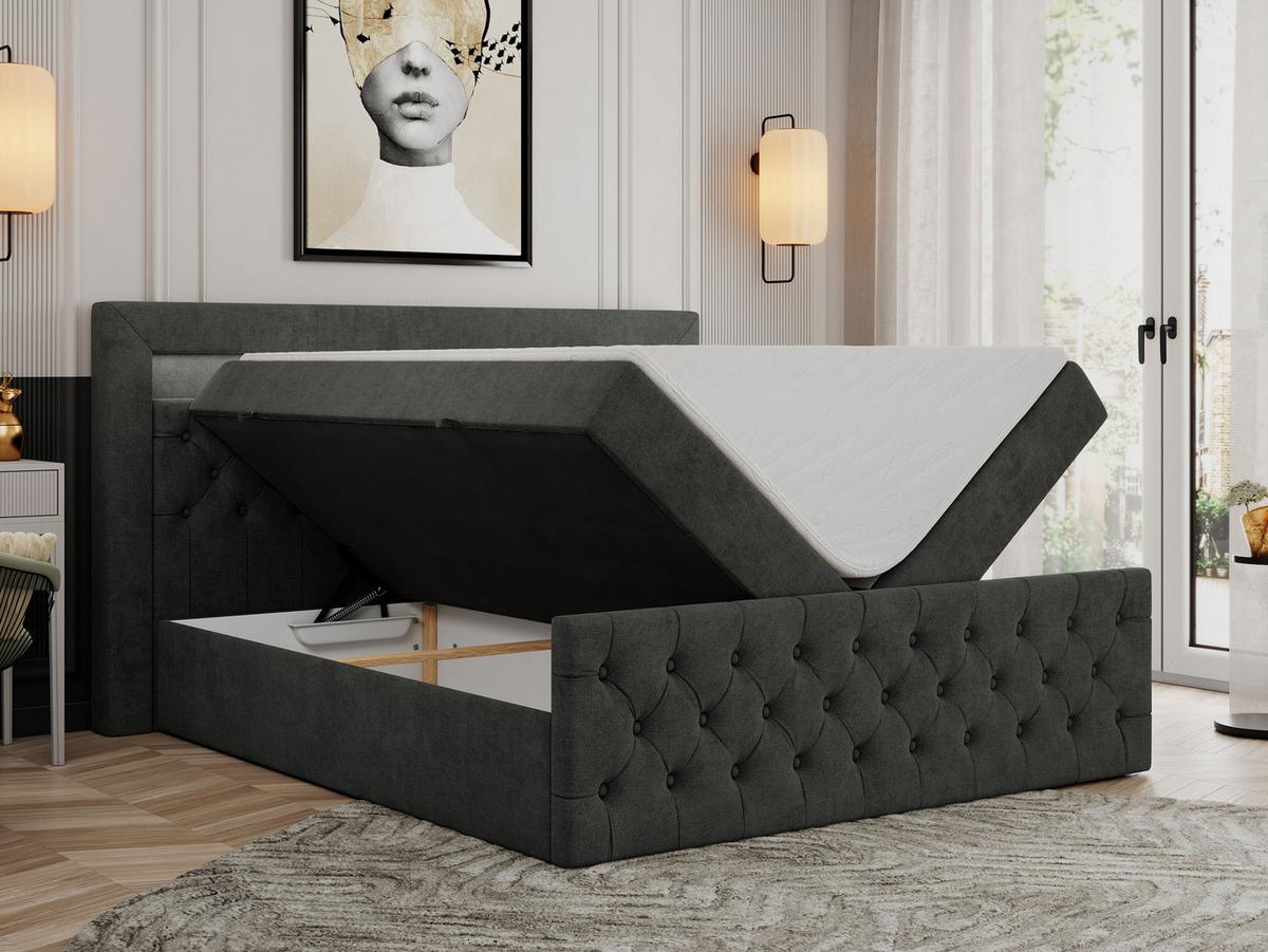 BOXBETT GOLD-9 LED 200/200 Dunkelgrau Struktur - H4 - Dunkelgrau, Holz/Textil (200/200cm) - MKS