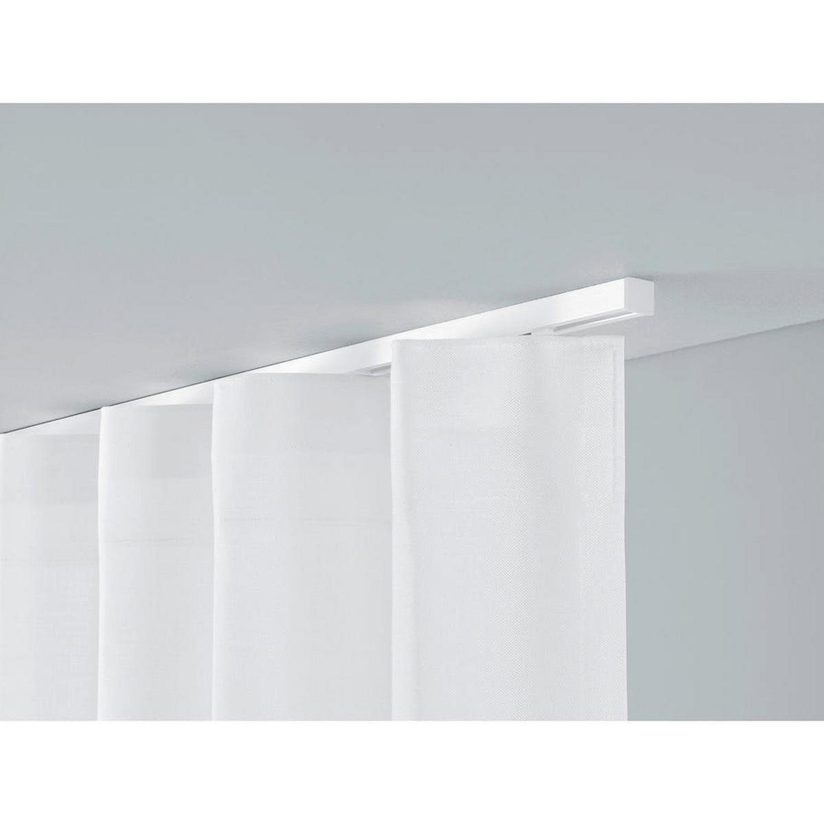 GARDINENSCHIENE auf Maß 1-lauf Deckenmontage Square 440cm - Weiß, Metall (440cm) - Deco-Raum