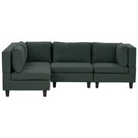 ECKSOFA Modul 4-Sitzer rechtsseitig Dunkelgrün Stoff Unstad - Schwarz/Grün, Textil (228/152cm) - Beliani