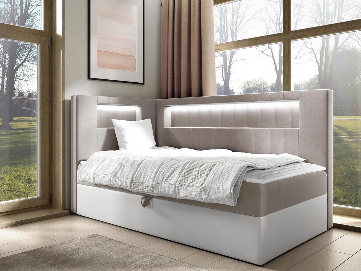 BOXBETT Gold Junior 3, Seite zum Öffnen des Bettkastens: Links - H3 - Creme/Weiß, Holz (100/200cm) - MIRJAN24