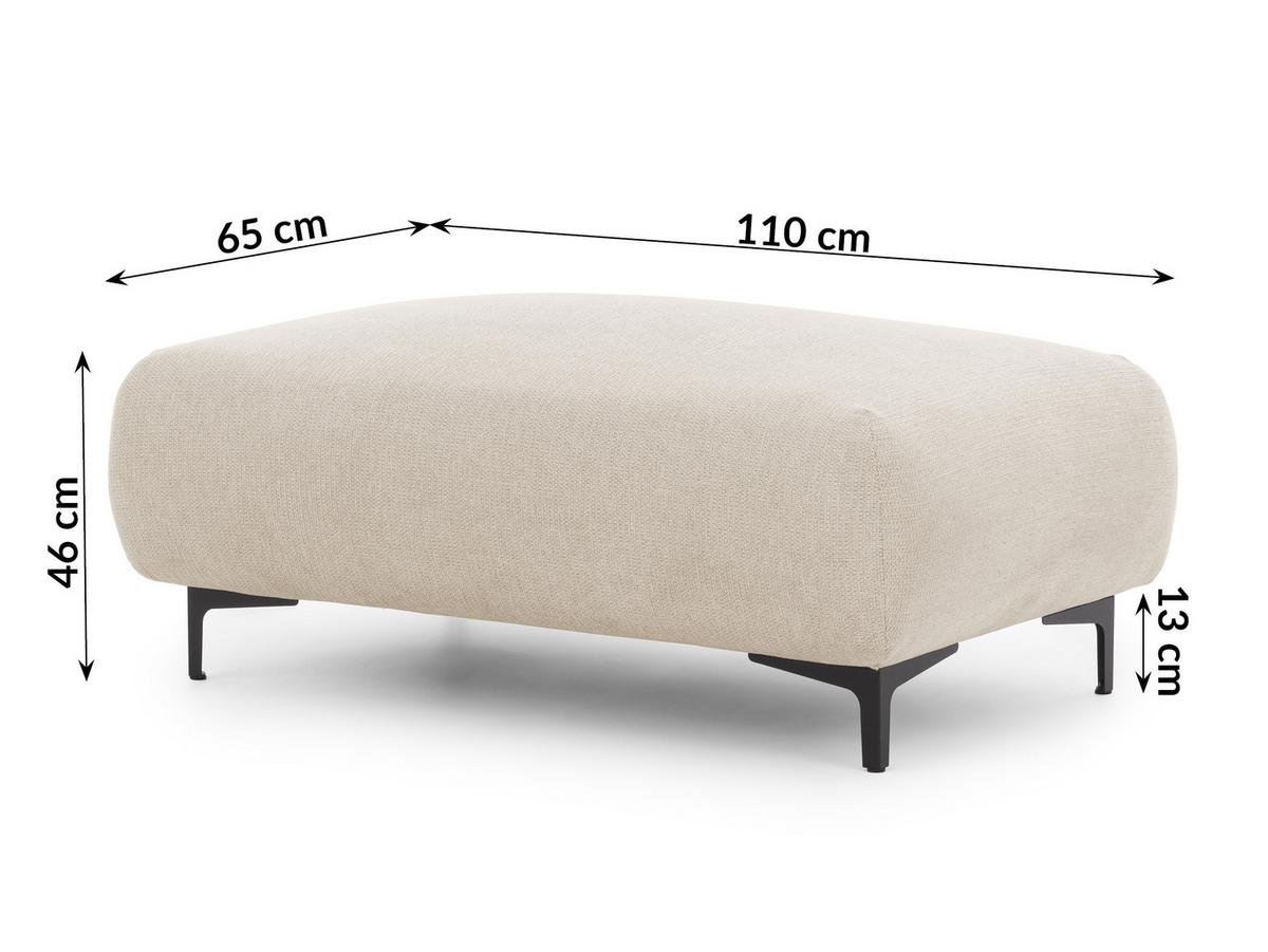 ECKSOFA inkl. Hocker Cardea mit Schlaffunktion in Bubble-Optik aus weichem Hellbeige Strukturstoff und hohem Sitzkomfort - Ottomane links - Beige/Schwarz, Holz/Textil (170/230cm) - S-Style Möbel
