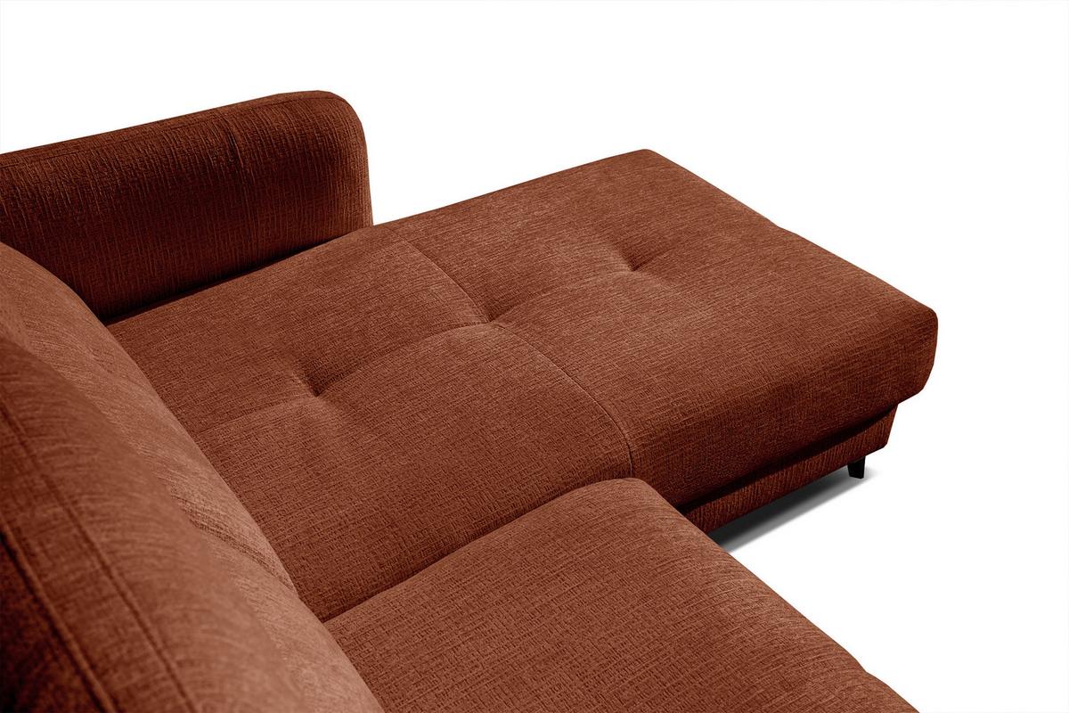 ECKSOFA SVEN 3-Sitzer, 1 Relax XL, verstellbare Kopfstützen, rot - Rot/Schwarz, Holzwerkstoff/Textil (256/163cm) - Wozimo
