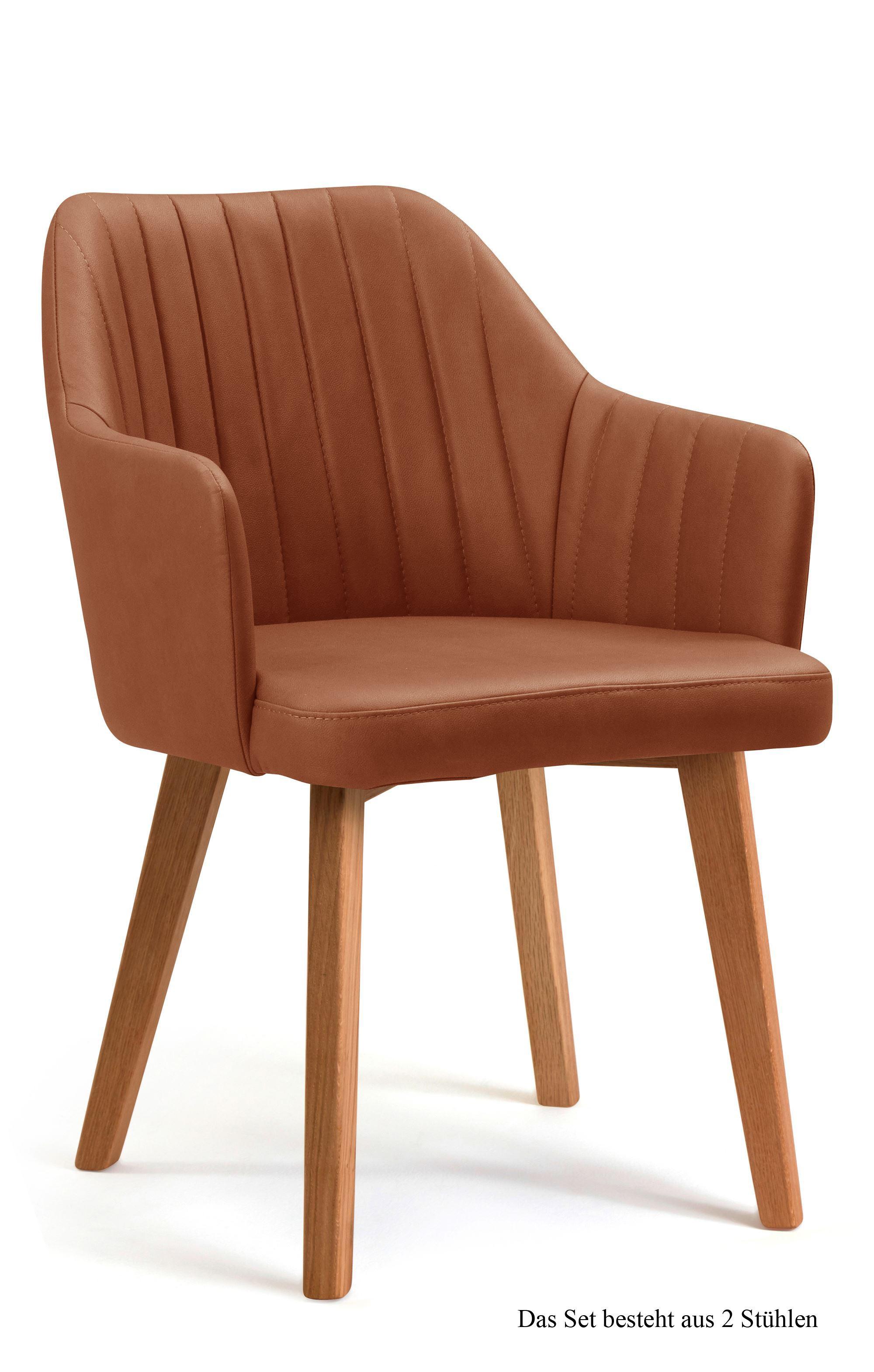 ARMLEHNSTUHL (2er-Set) Dasi 58x81x60 Eiche geölt/Cognac - Cognac/Eichefarben, Kunststoff (60/81/58cm) - 58aufmkessel