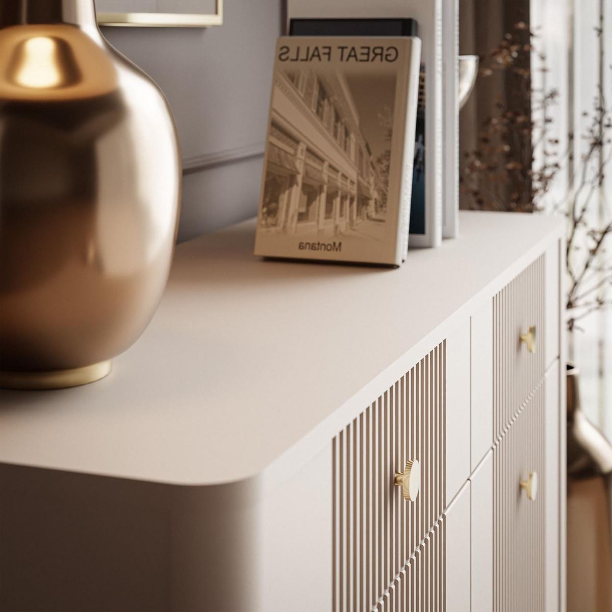 KOMMODE ELYSIA KASCHMIR 2D2S mit Schubladen und Goldenbeine - Kaschmir, Holzwerkstoff (115/89/39cm) - Lookway