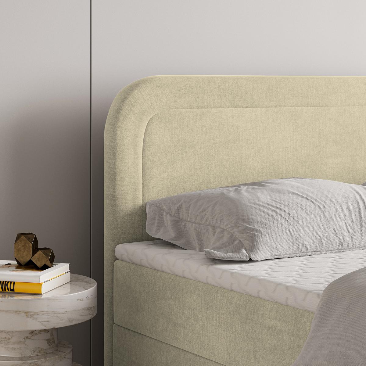BOXBETT ARMEL 180x200 cm mit Matratze und Topper - Creme - Creme, Holz (180/200cm) - MASSENO