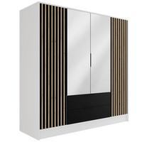 KLEIDERSCHRANK NELIA - 200 cm - Schwarz/Weiß, Holzwerkstoff (200/200/51cm) - ALTDECOR