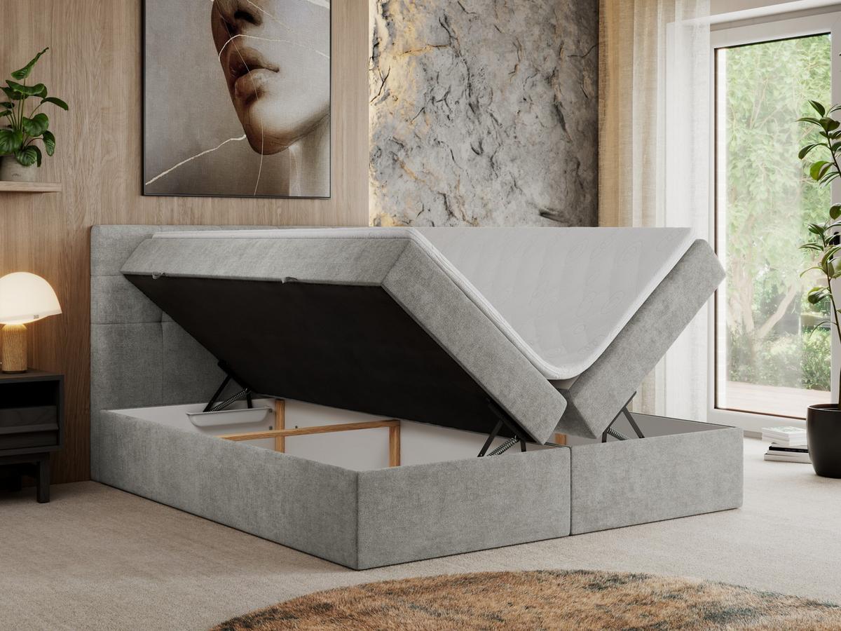 BOXBETT CENTO 120/200 Hellgrau Strukture - H3 - Hellgrau, Holz/Textil (120/200cm) - MKS