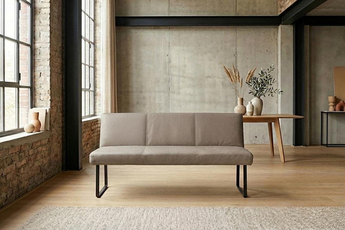 ESSZIMMERBANK ELEEN Grau Leder - Grau, Leder (223/85/69cm) - KAWOLA
