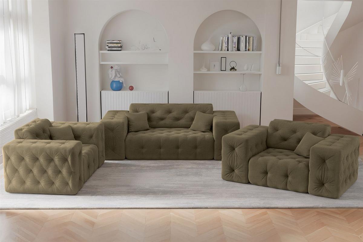 SESSEL Chantal In Moly - Beige, Holzwerkstoff/Textil (121/78/96cm) - Fun Möbel