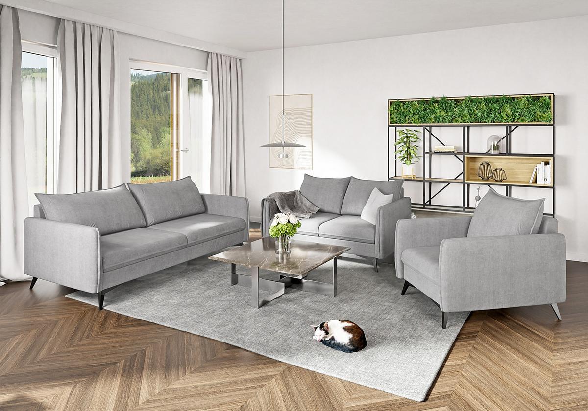 SESSEL Pulse Silber Luxusmicrofaser - Silberfarben/Schwarz, Holz/Textil (74/86/31cm) - S-Style Möbel