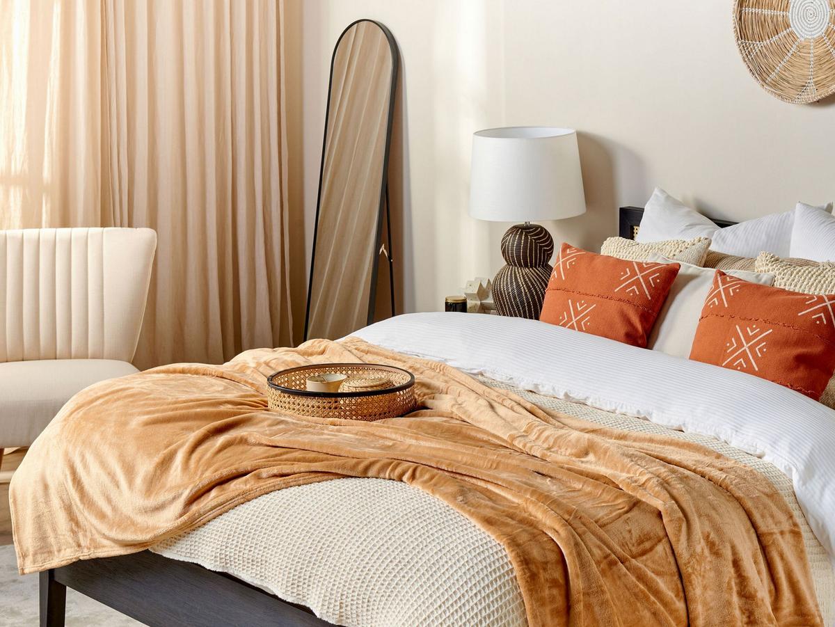 DECKE Sandbeige Bayburt 150/200 cm - Beige, Textil (150/200cm) - Beliani