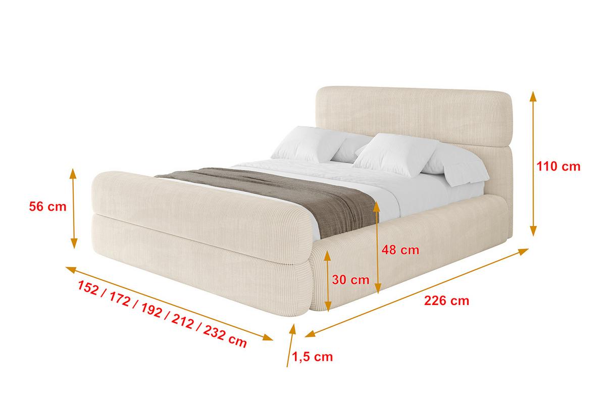 POLSTERBETT mit Bettkasten, Fußteil und Lattenrost, Boxbett ohne Matratze - ENORA-Z 180x200 Beige - Creme, Holzwerkstoff/Textil (180/200cm) - ALTDECOR