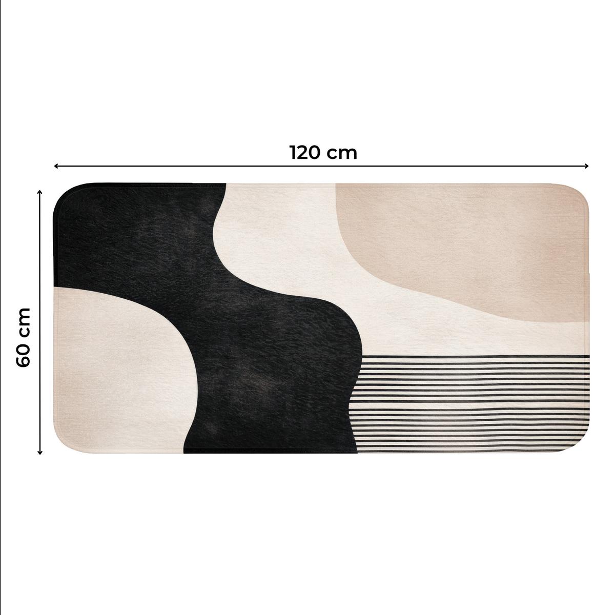 WC-VORLEGER Abstrakt - Japandi - Beige - Modern WC Teppich 120x60 cm - Beige, Textil (120/1cm) - OnlyWow