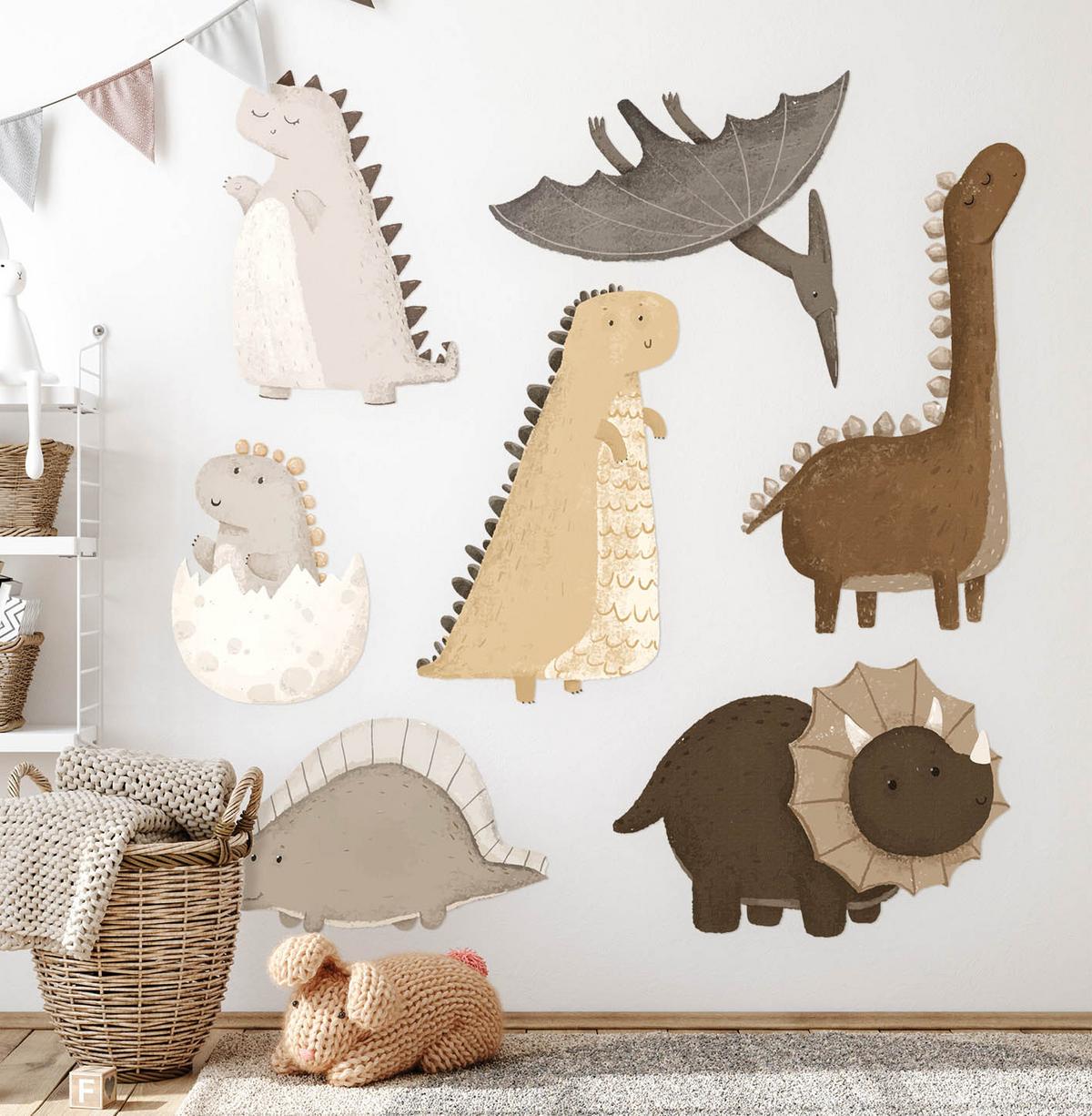 AUFKLEBER 60x91 cm Pastell-Dinosaurier - Braun, Kunststoff (60/91/0.1cm) - TULUP