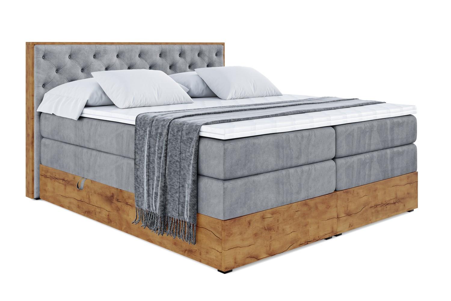 BOXSPRINGBETT mit Matratze H3|H4 und Lattenrost - LOLLI3 KING-200x200 - Grau Casablanca - Grau, Holzwerkstoff (200/200cm) - ALTDECOR
