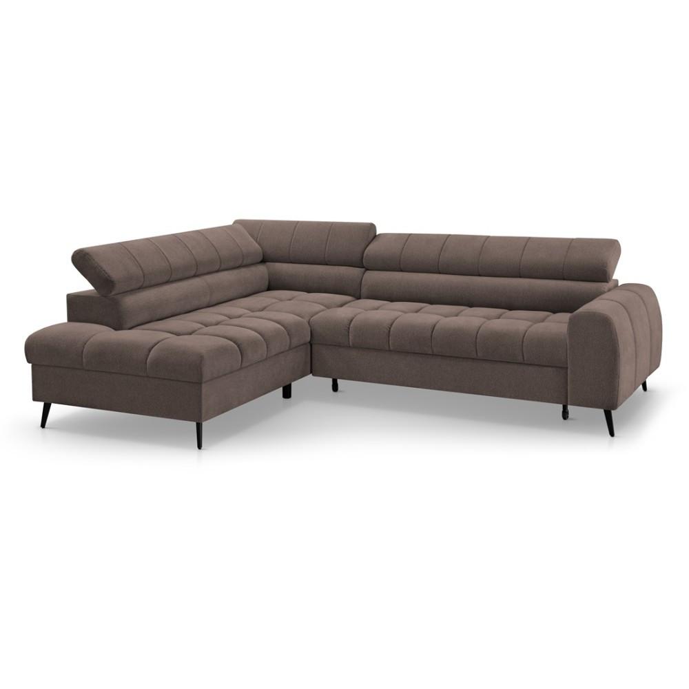 ECKSCHLAFSOFA Vinni Braun, Chenille-Stoff, links - Braun, Textil (265/205cm) - Beautysofa