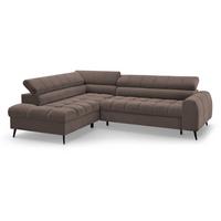 ECKSCHLAFSOFA Vinni Braun, Chenille-Stoff, links - Braun, Textil (265/205cm) - Beautysofa