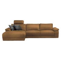 ECKSOFA XL MOTORISCHER RELAXFUNKTION LOLA Orange Leder Relaxfunktion - Cognac/Schwarz, Leder (304/178cm) - KAWOLA