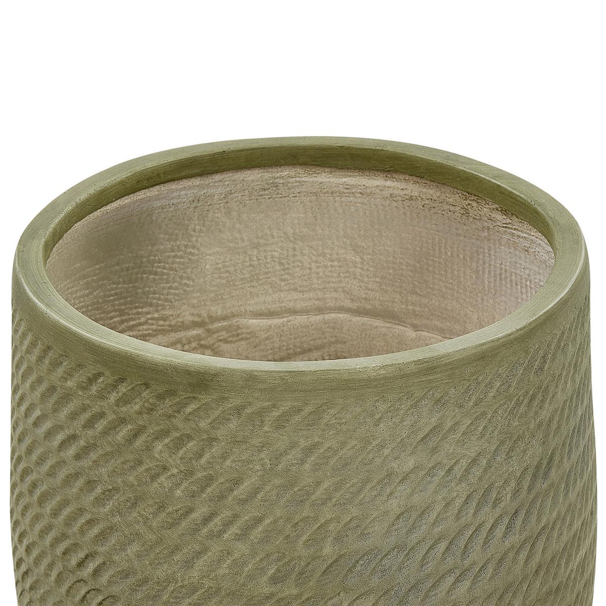 BLUMENTOPF olivgrün rund 39/39/44 cm Livadia - Grün, Naturmaterialien (44cm) - Beliani