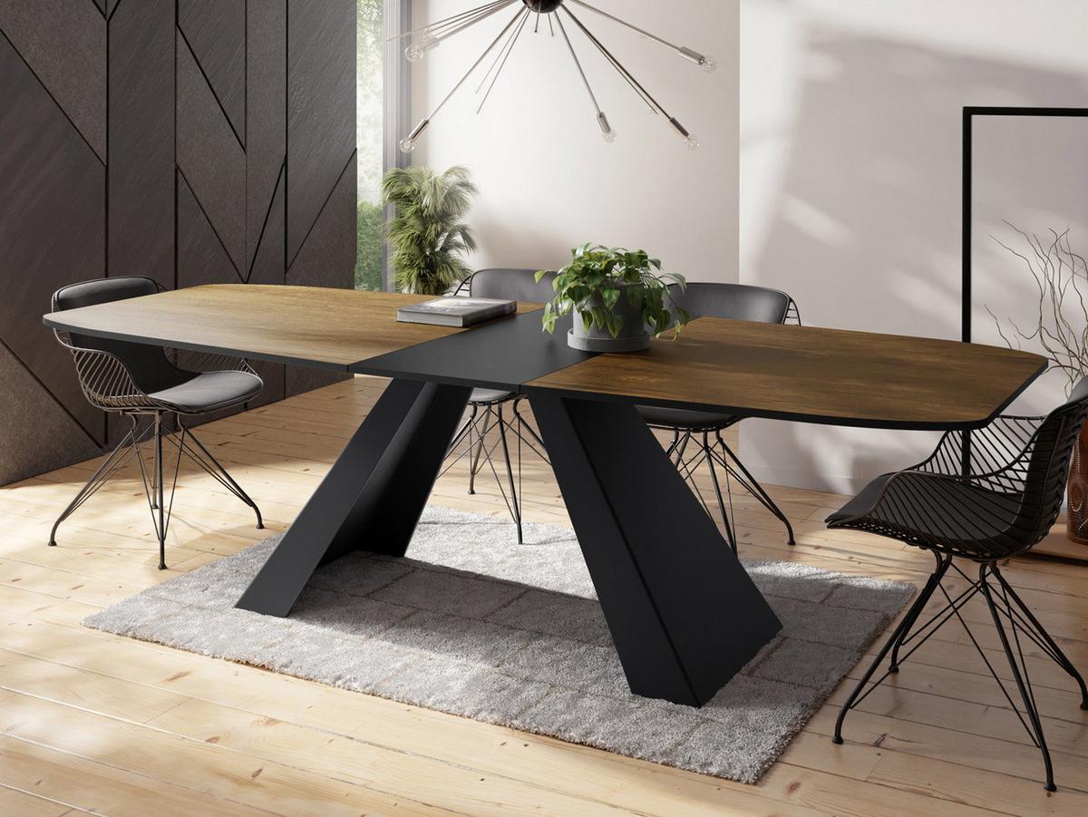 ESSTISCH Monte rechteckig ausziehbar, Lefkas Eiche 160-200/80/76 cm - Alteiche/Schwarz, Holzwerkstoff/Metall (80/198/76cm) - WFL GROUP