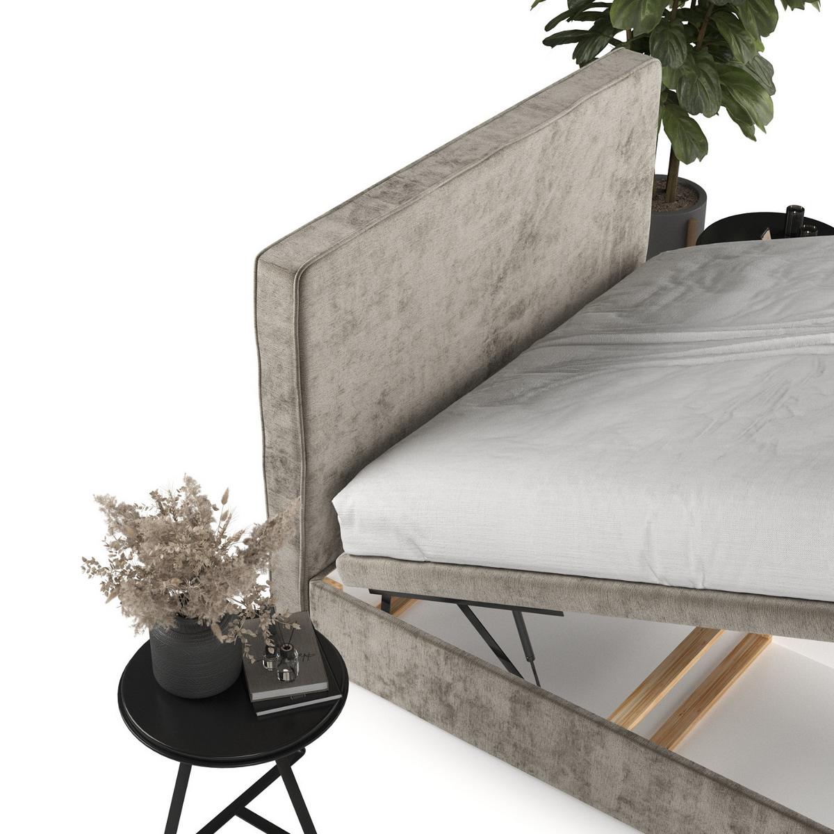 POLSTERBETT Hush mit Stauraum 140/200 cm Beige im Lotta Stoff - Beige/Schwarz, Holz/Holzwerkstoff (140/200cm) - AltaBeds