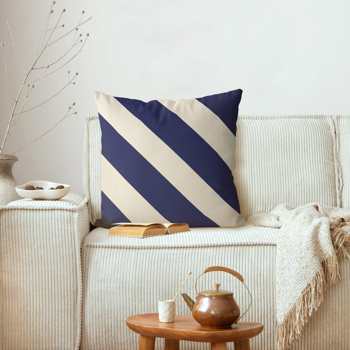 DEKOKISSEN PopArt Streifen Blau 40/40 cm - Blau, Textil (40/40/10cm) - Bilderwelten