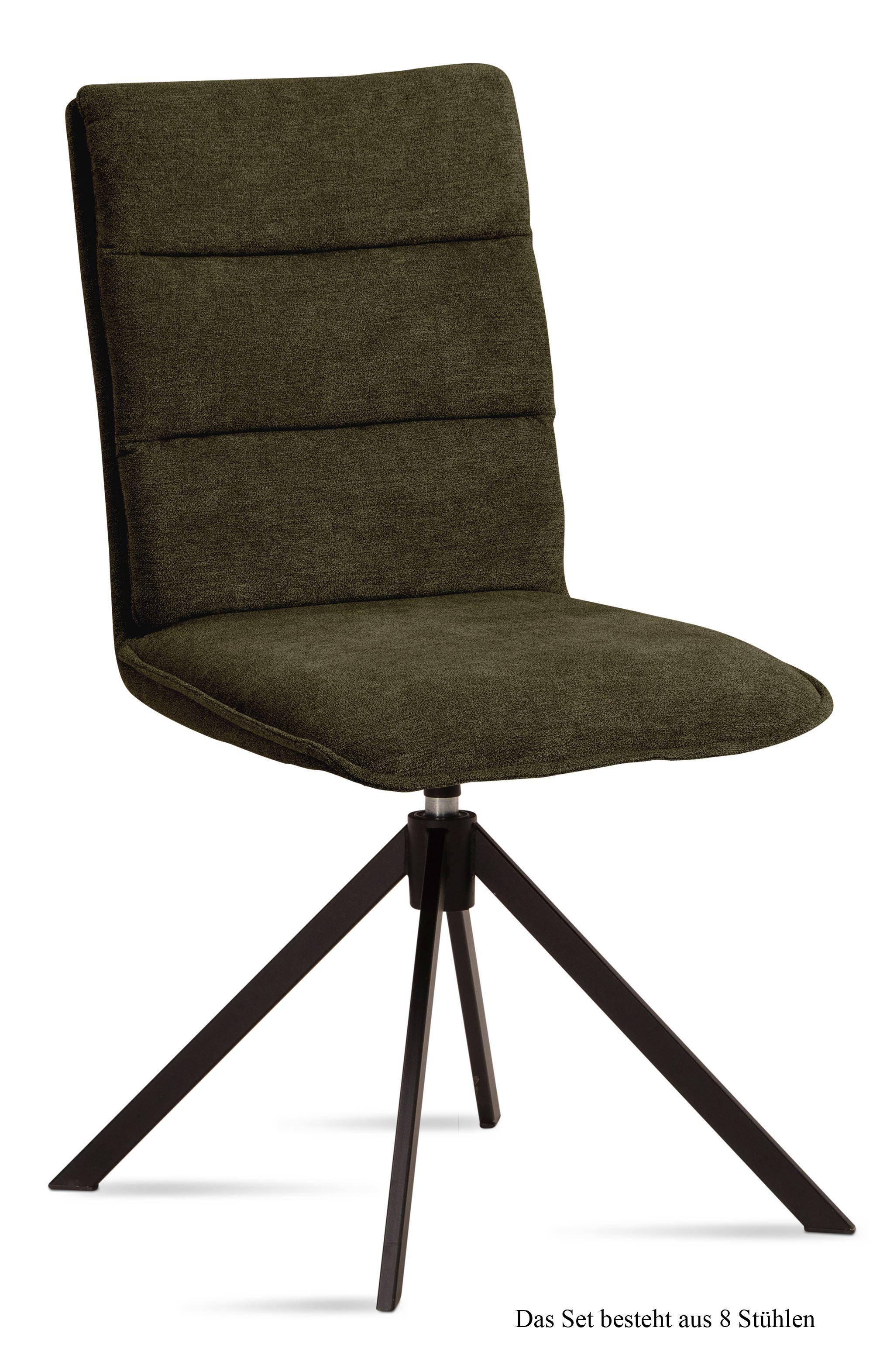 ESSZIMMERSTUHL drehbar (8er-Set) Dekava 47x92x60 Schwarz/Khaki - Dunkelgrün/Schwarz, Kunststoff (60/92/47cm) - 58aufmkessel