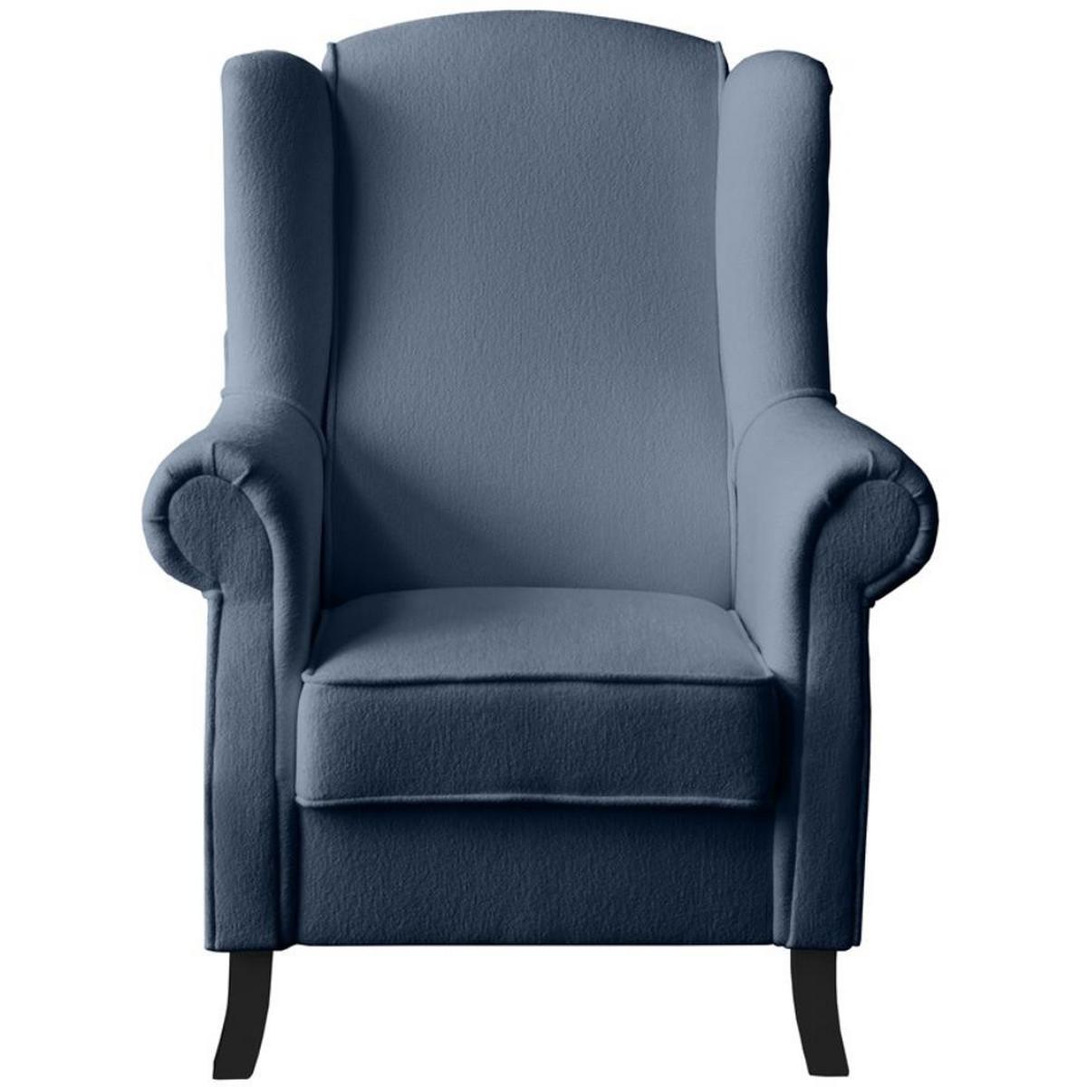OHRENSESSEL Leonardo dunkelblau boucle-stoff - Dunkelblau, Holz/Textil (88/118/86cm) - Beautysofa