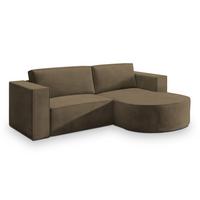 ECKSOFA SORELA M R-S Beige Velours-Stoff mit Schlaffunktion - Beige, Holz (263/174cm) - MASSENO