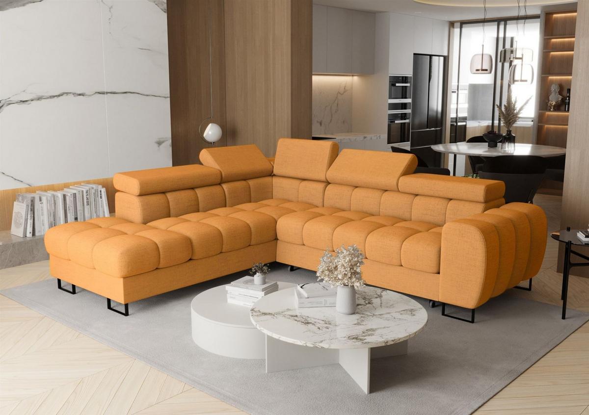 ECKSOFA Bastien Max Mit Schlaffunktion - Gelb, Holzwerkstoff/Textil (225/260cm) - Fun Möbel